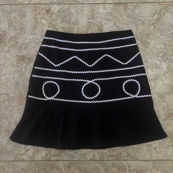 Fina Moça Black & White Ric Rac Retro Flounce Skirt Size 40 (approx. US 8) Artsy - Picture 7 of 15